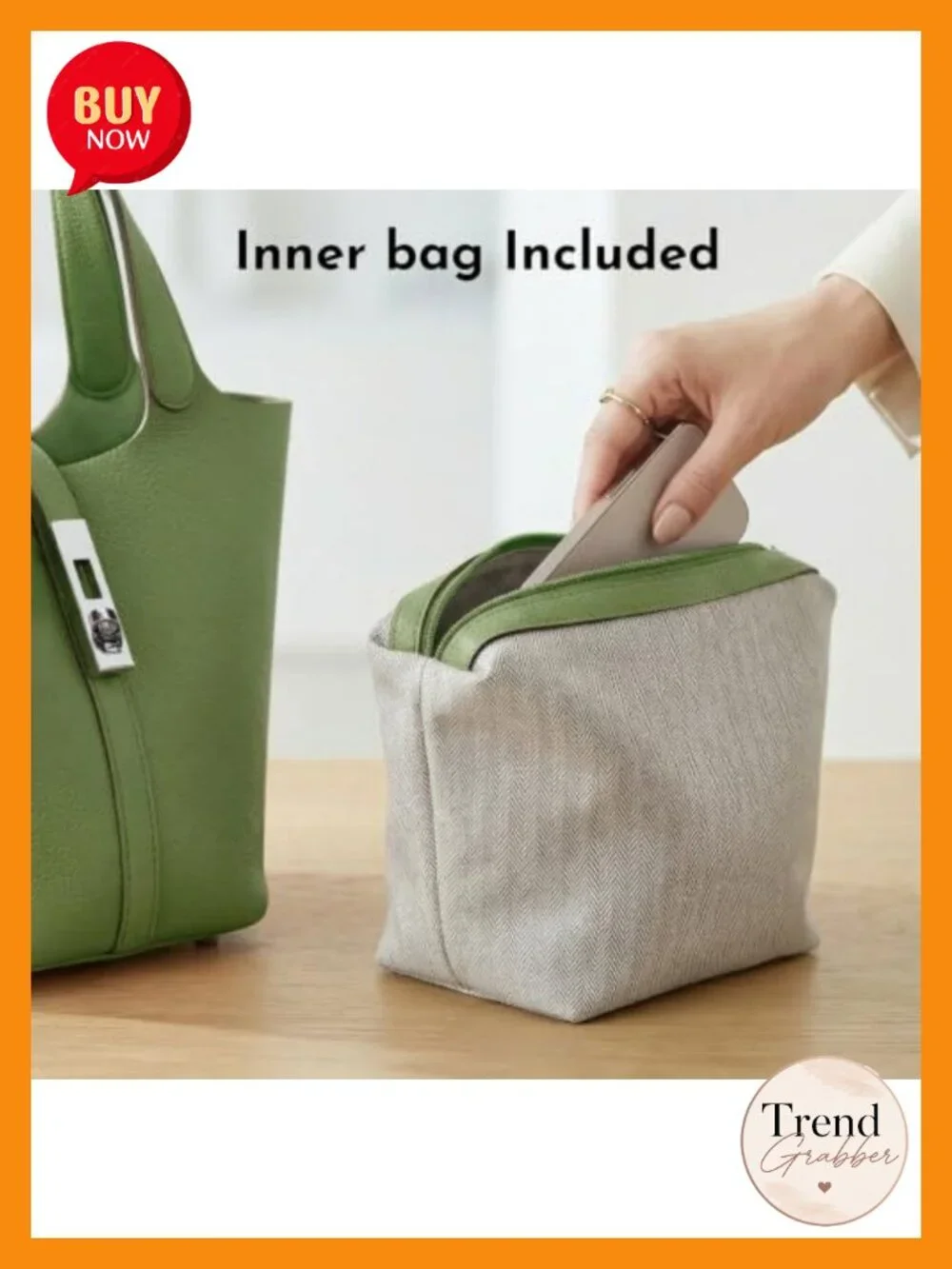 Vegan Leather Tote Bag with Detachable Small Purse Top Handle Shoulder Bag
